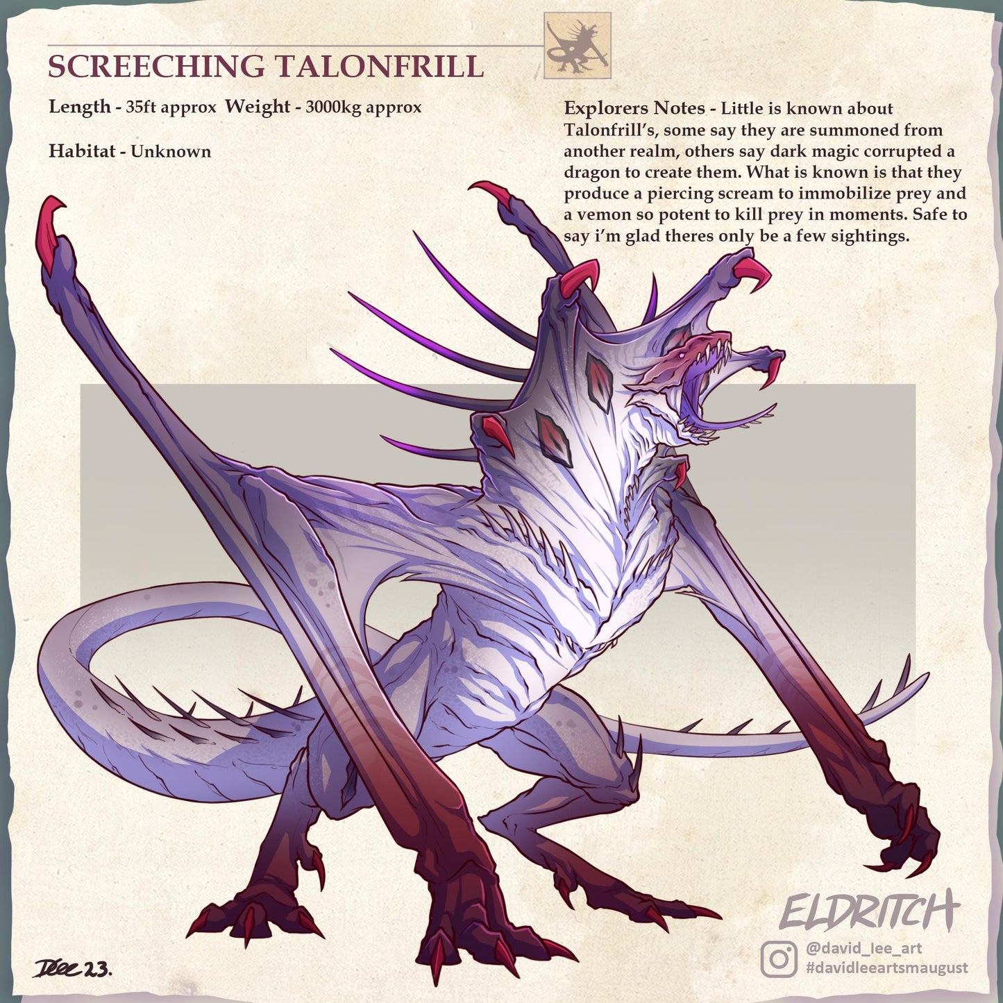 Screeching Talonfrill | Gloom & Glory | Dragon | Abomination | Abberation | Creature Codex | Draconic Journals | DnD | 5e Stats Included!