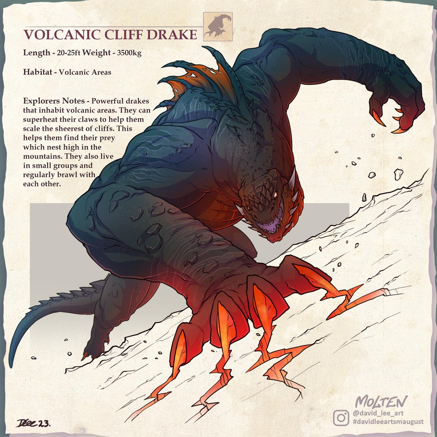 Volcanic Cliff Drake | Gloom & Glory | Dragon | Wyvern | Chimera | Creature Codex | Draconic Journals | DnD | 5e Stats Included!