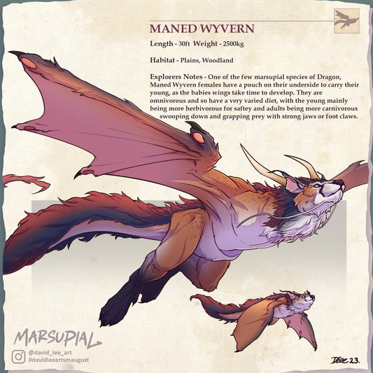 Maned Wyvern | Gloom & Glory | Dragon | Wyvern | Chimera | Creature Codex | Draconic Journals | DnD | 5e Stats Included!