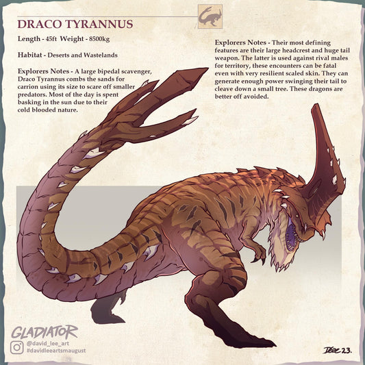 Draco Tyrannus | Gloom & Glory | Sand Dragon | Trex | Chimera | Creature Codex | Draconic Journals | DnD | 5e Stats Included!