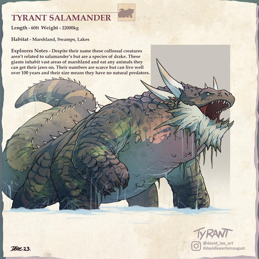 The Tyrant Salamander | Gloom & Glory | Dragon | Drake | Lizard | Chimera | Creature Codex | Draconic Journals | DnD | 5e Stats Included!