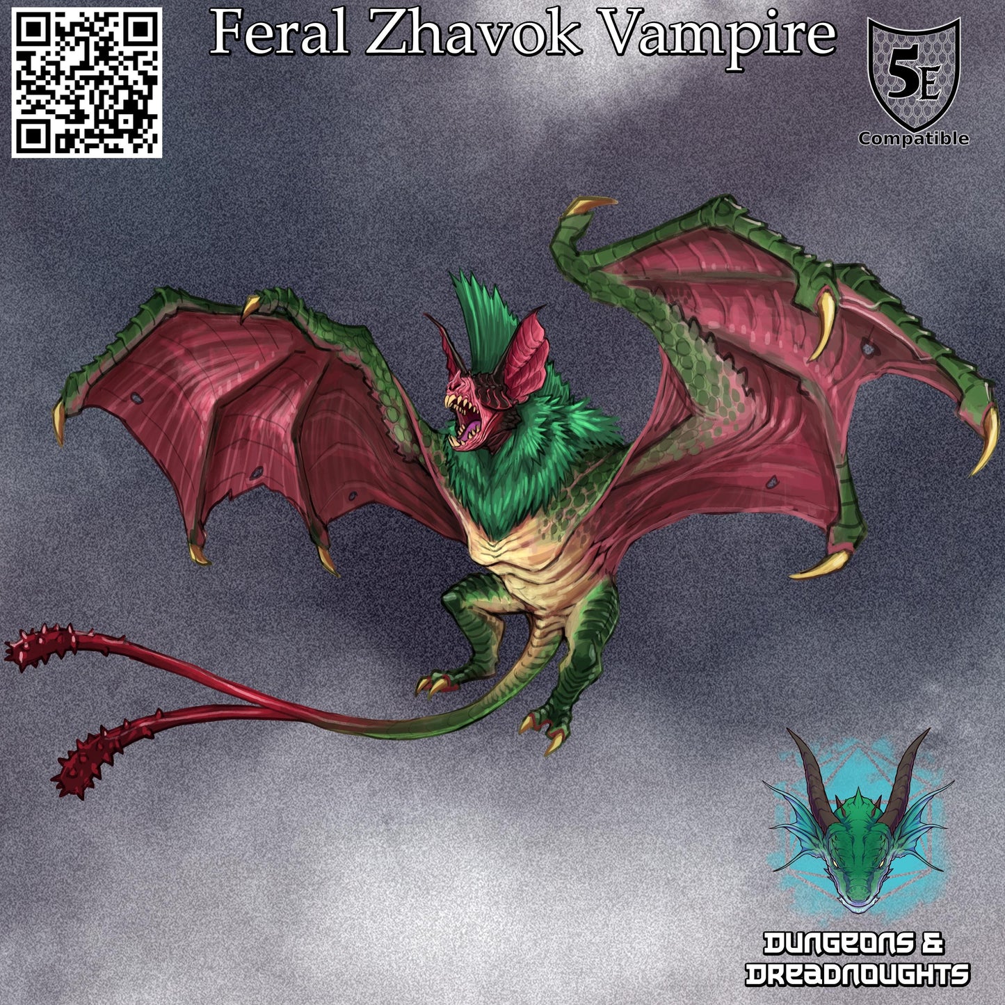 Feral Zhavok Vampire | Gloom & Glory | DnD | 5e Stats Included!