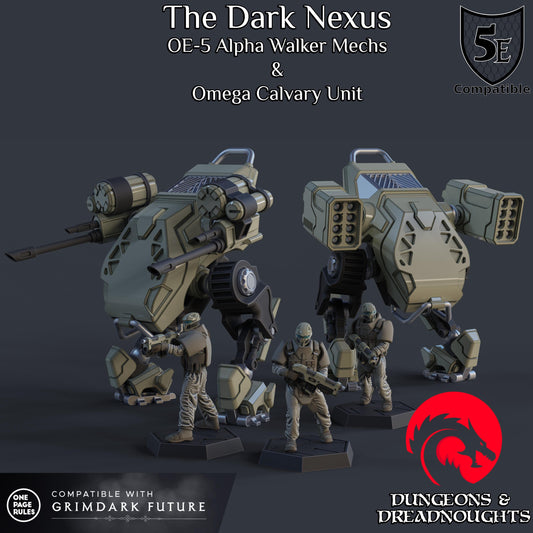 OE-5 Alpha Walkers & Omega Calvary Unit (5 Models) | Mech | Grimdark | Battlesuit